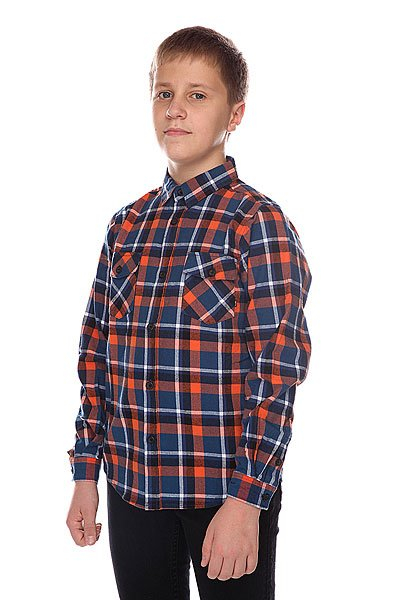Купить рубашка в клетку детская globe corsair junior shirt blue/orange оранжевый,синий ( id 1100574 )