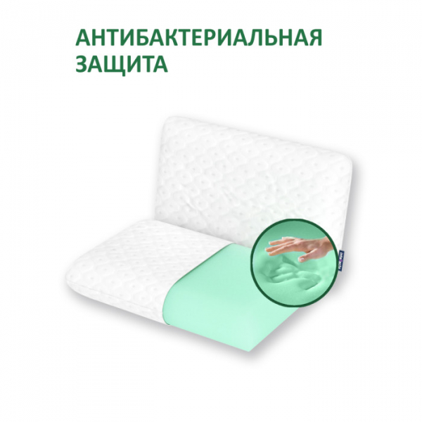 Купить intellecta подушка для взрослых и детей green mini с эффектом памяти и антибактериальной защитой intellectasleep708