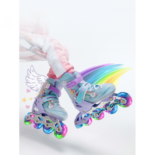 Купить детские ролики amarobaby раздвижные со светящимися колесами rainbow amaro-35rb