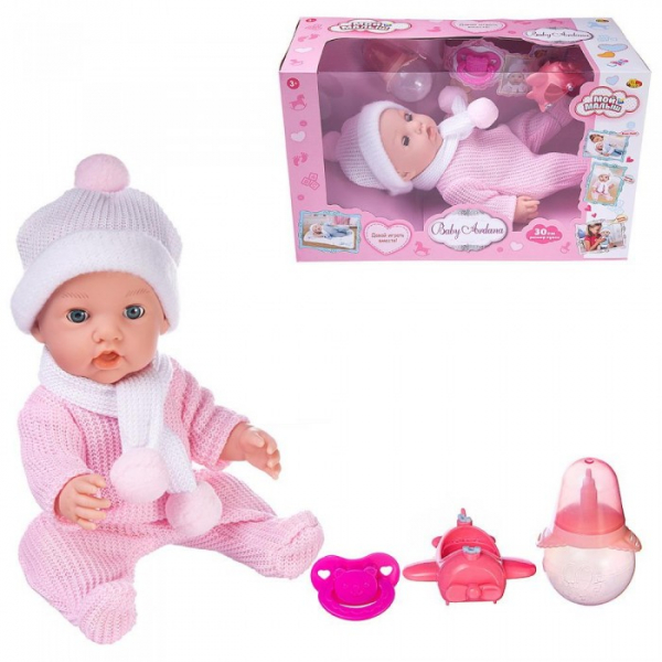 Купить abtoys пупс-кукла baby ardana в розовом комбинезончике 30 см pt-01419