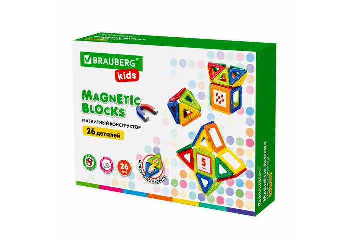 Купить конструктор brauberg магнитный magnetic blocks-26 (26 деталей) 663844