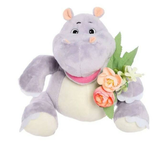 Купить мягкая игрушка unaky soft toy бегемот кромби с букетиком камелий 22 см 0217922-231k