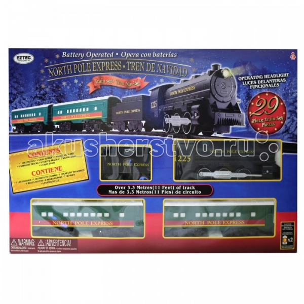 Купить eztec железная дорога north pole express trein set (29 деталей) 60627