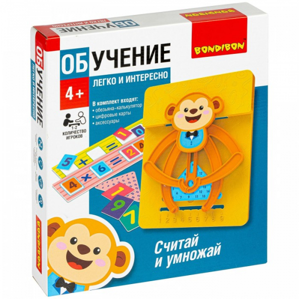 Купить bondibon настольная обучающая игра считай и умножай обезьянка вв4832