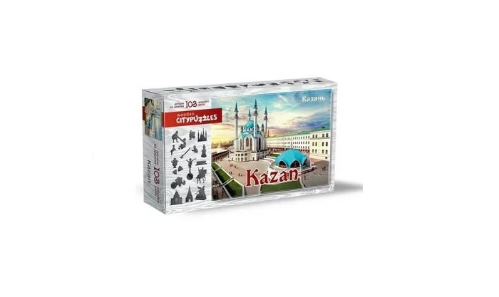 Купить деревянная игрушка нескучные игры фигурный пазл citypuzzles - казань (103 детали) 8295