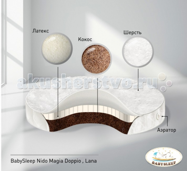 Купить матрас babysleep doppio lana в колыбель 75x75 см 