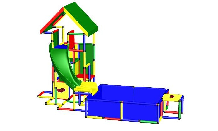 Купить quadro конструктор крупногабаритный universal с винтовой горкой и бассейном l 14840