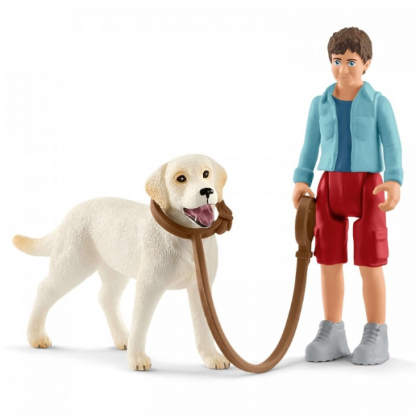 Купить schleich игровые фигурки на прогулке с лабрадором 42478