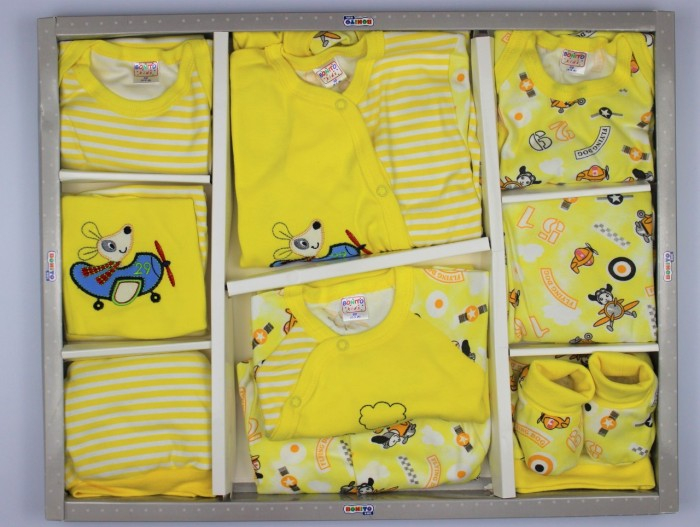 Купить комплект на выписку bonito kids для новорожденного flying dog (12 предметов) bk232kp