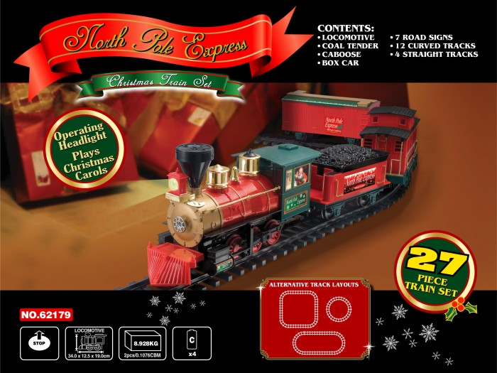 Купить eztec железная дорога north pole express train set 27 частей 62179