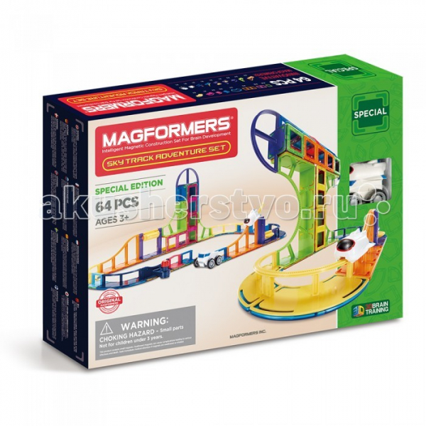 Купить конструктор magformers магнитный sky track adventure set (64 детали) 799012