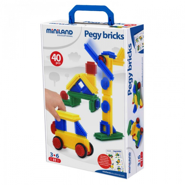 Купить конструктор miniland pegy bricks игольчатый 40 деталей 94042