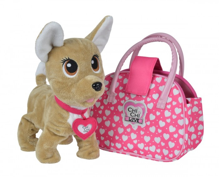 Купить интерактивная игрушка chi-chi love плюшевая собачка счастливчик с сумочкой 20 см 5893110
