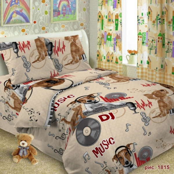 Купить постельное белье letto 1.5-спальное собака диджей (3 предмета) dog-dj50