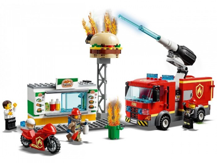 Купить конструктор lego city 60214 fire пожар в бургер-кафе 60214