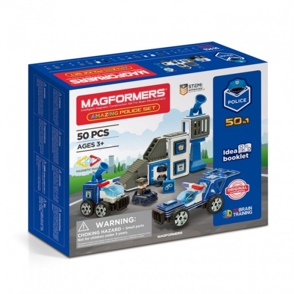 Купить конструктор magformers магнитный amazing police set (50 элементов) 717002