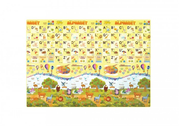 Купить игровой коврик funnylon двусторонний yely alphabet 140х200х1.5 см 1292