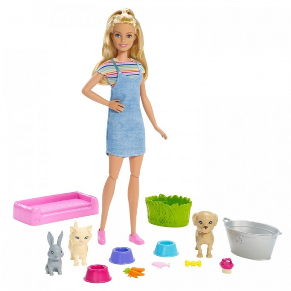 Купить barbie набор игровой кукла и домашние питомцы fxh11