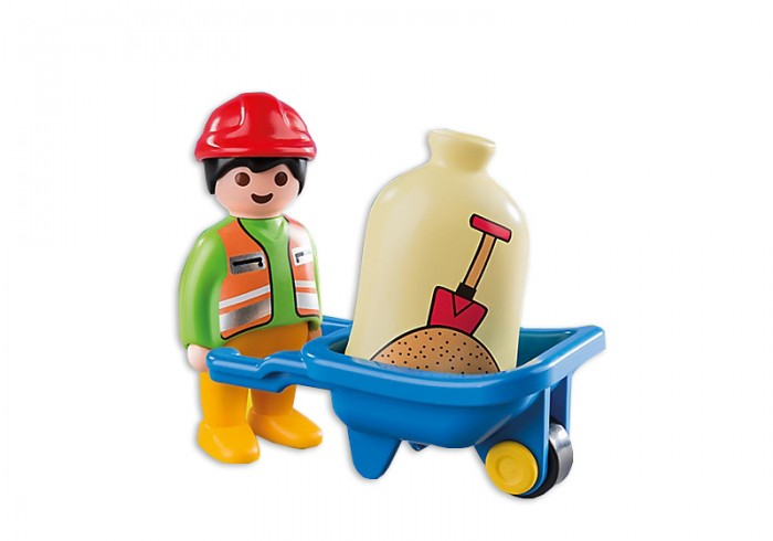 Купить конструктор playmobil 1.2.3. строитель с тачкой 6961pm