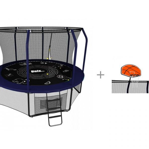 Купить unix line батут supreme game (305 см/10 ft) с баскетбольным щитом supreme 