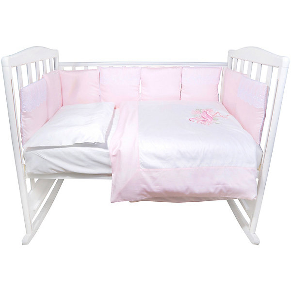 Купить комплект в кроватку эдельвейс, 4 предмета, розовый ( id 11505737 )