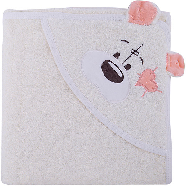 Купить полотенце с капюшоном мишки fun dry, twinklbaby, светло-бежевый с персиковыми ушками ( id 7189313 )