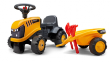 Купить каталка falk трактор jcb с прицепом, граблями и лопатой f0215c