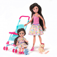 Купить funky toys кукла мила 23 см с куклой вики 12 см в коляске и с собачкой 70005