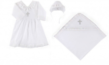 Купить наша мама крестильный набор для девочки (пеленка, платье, чепчик) 01402