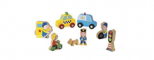 Купить деревянная игрушка janod набор фигурок маленькие истории город j08512