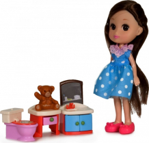 Купить yako кукла катенька 16.5 см с набором мебели ванная комната д87581