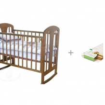Купить детская кроватка можга (красная звезда) с 703 зн вилона накладка жираф (качалка) с матрасом плитекс bamboo nature 