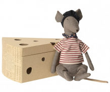 Купить мягкая игрушка maileg крыса в сырной коробке 25 см 16-9970