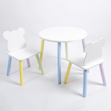 Купить rolti baby комплект детский стол круглый и два стула мишка 
