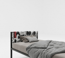 Купить подростковая кровать roomiroom односпальная металлическая с мягким изголовьем город 200х90 