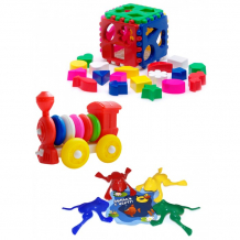 Купить сортер тебе-игрушка кубик логический большой + конструктор-каталка паровозик + команда ква №1 40-0010+к-004+12011