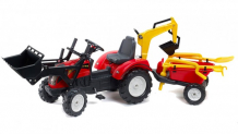 Купить falk трактор-экскаватор педальный с прицепом 220 см fal 2081rm