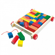 Купить деревянная игрушка bino тележка с разноцветными кубиками 80151