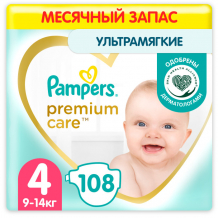 Купить pampers подгузники premium care 4 р. (9-14 кг) 108 шт. 
