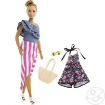 Купить кукла barbie игра с модой блондинка в юбке в бело-розовую полоску ( id 10510307 )