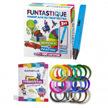 Купить funtastique набор для 3d творчества 3 в 1: 3d-ручка xeon, книжка с трафаретами, pla-пластик 20 цветов rp800a