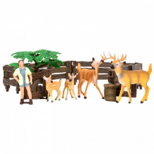 Купить masai mara игрушки фигурки на ферме (зоолог, семья оленей, дерево, ограждение-загон, инвентарь) мм205-037