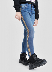 Купить джинсы skinny с леопардовыми лампасами для девочек 