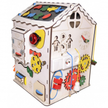 Купить деревянная игрушка iwoodplay развивающий домик большой с электрикой (блоком светоиндикации) igbd-01-01