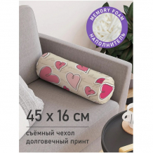 Купить joyarty декоративная подушка валик на молнии изобилие сердец 45 см pcu_43945