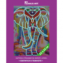 Купить maxi art картина стразами на холсте светится в темноте слон 25х35 см ma-kn0101-2