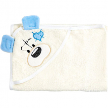 Купить полотенце с капюшоном мишки fun dry, twinklbaby, светло-бежевый с голубыми ушками ( id 6772417 )