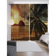 Купить joyarty шторы с фотопечатью пляж при закате из сатена 290х265 см p_10056_145x265