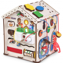 Купить деревянная игрушка jolly kids бизиборд развивающий домик со светом веселая ферма rpd-ds40-02