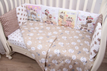 Купить комплект в кроватку подушкино панно подушками жирафики (6 предметов) 